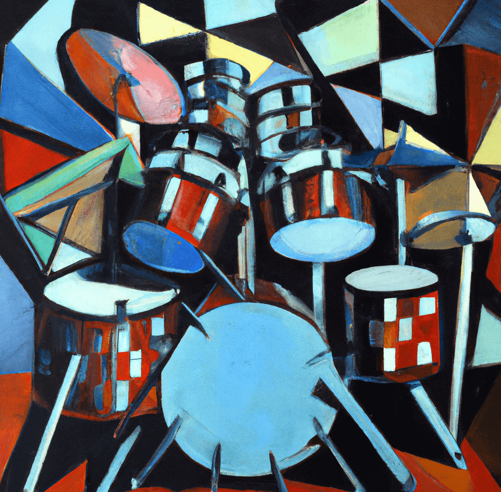 a painting of a jazz drum set