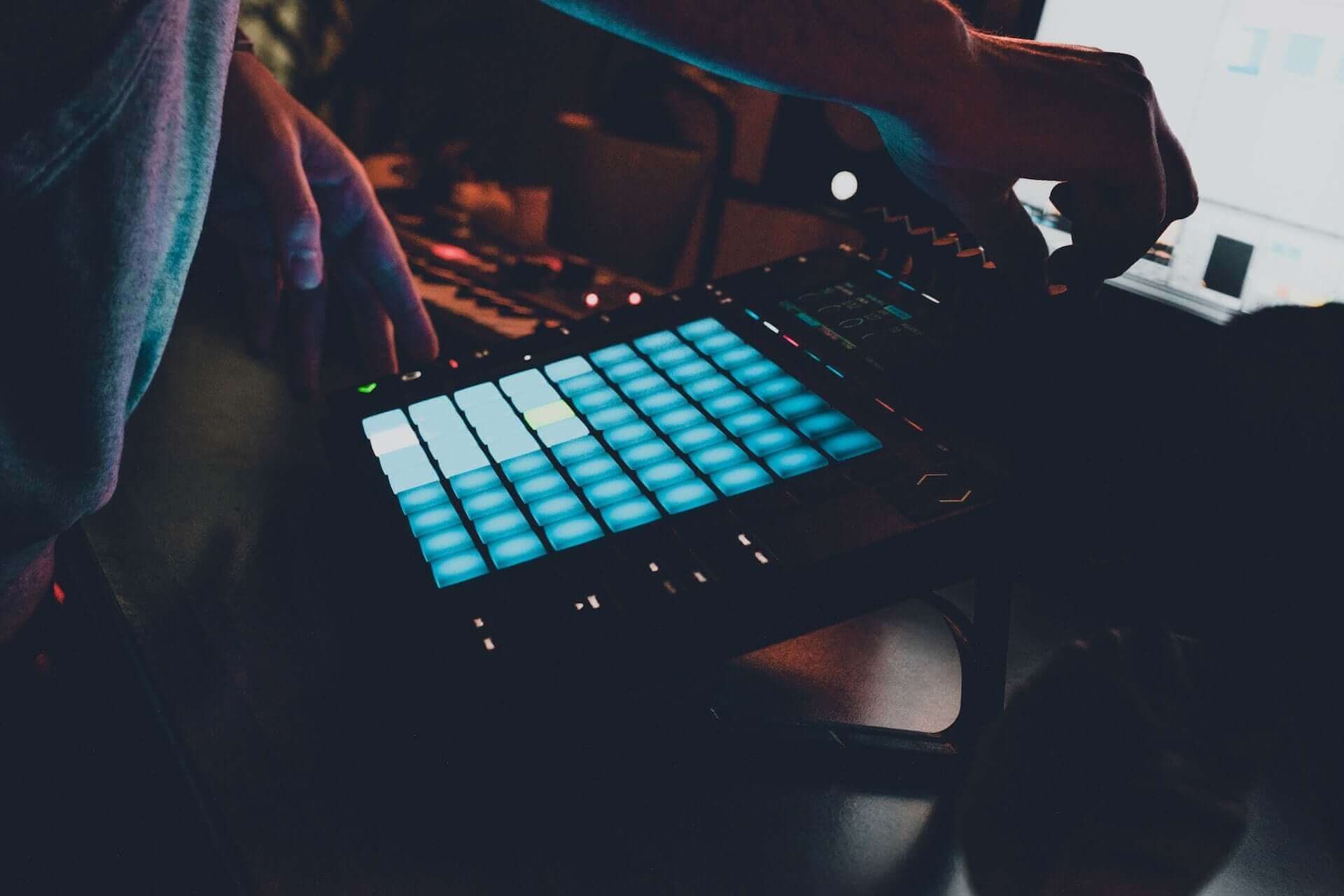 an ableton push controller in a studio